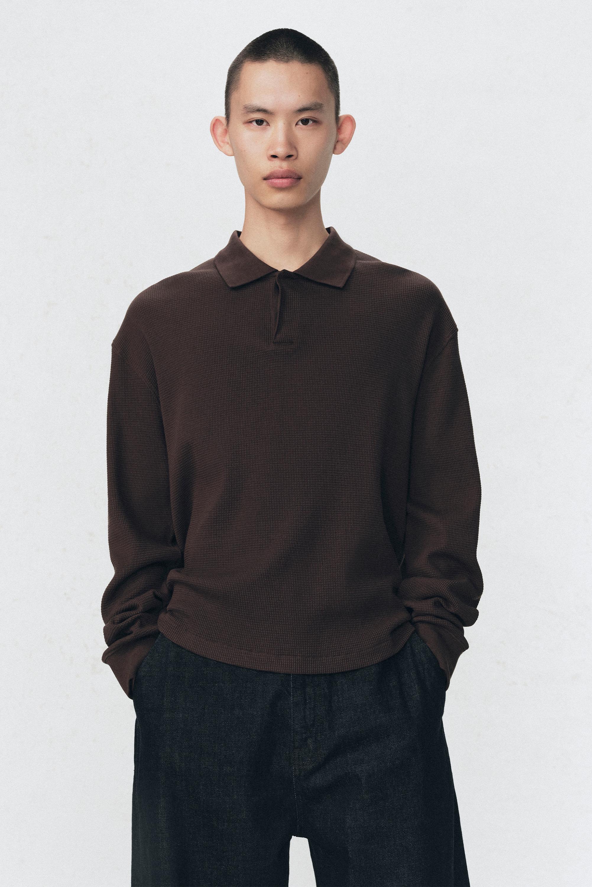 ФУТБОЛКА ПОЛО ВАФЕЛЬНОЙ ТРИКОТАЖНОЙ ТРИКОТАЖНОЙ РУБАШКИ SOSHIOTSUKI X ZARA