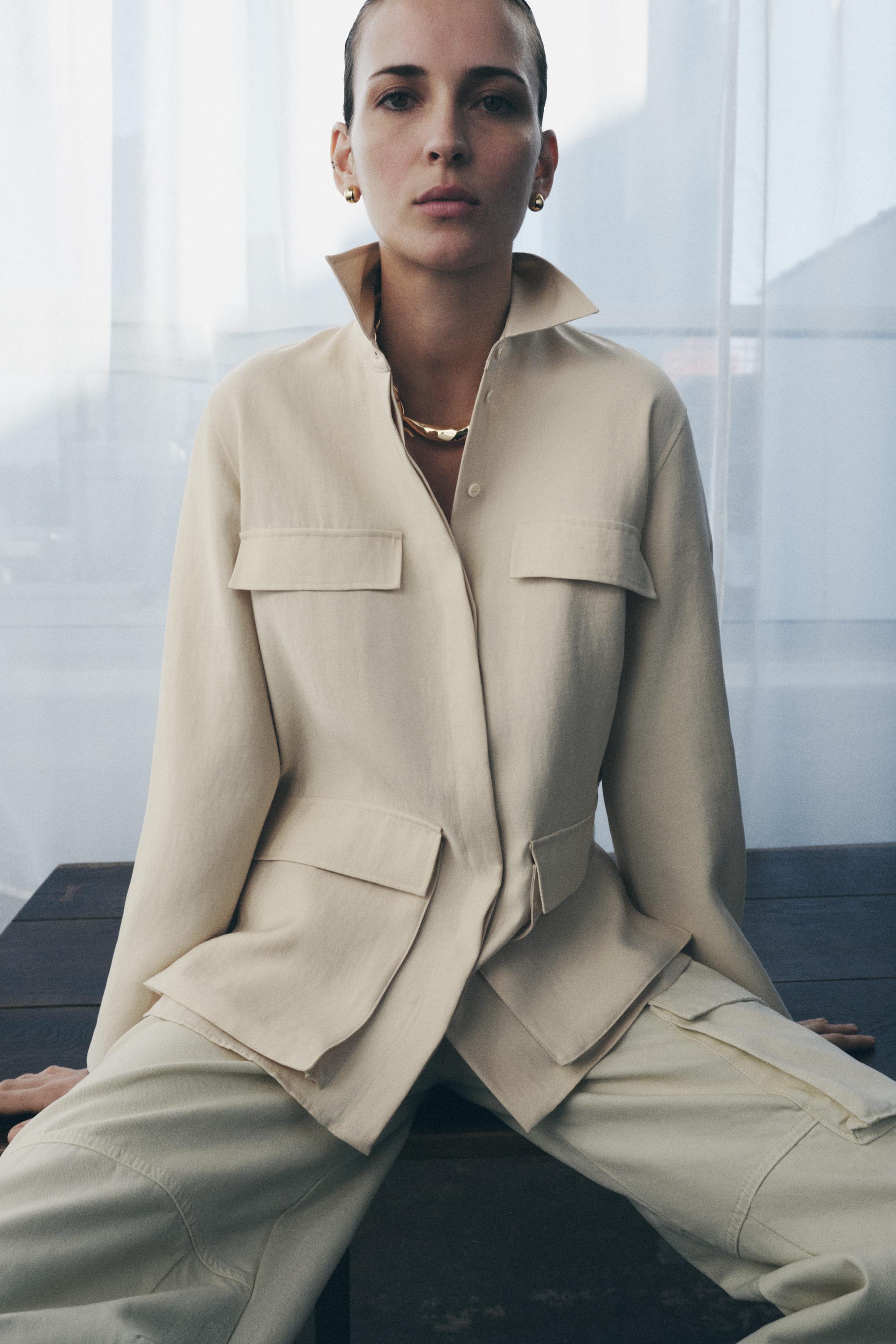 СТРУЯЩАЯСЯ РУБАШКА С КАРМАНАМИ ZW COLLECTION