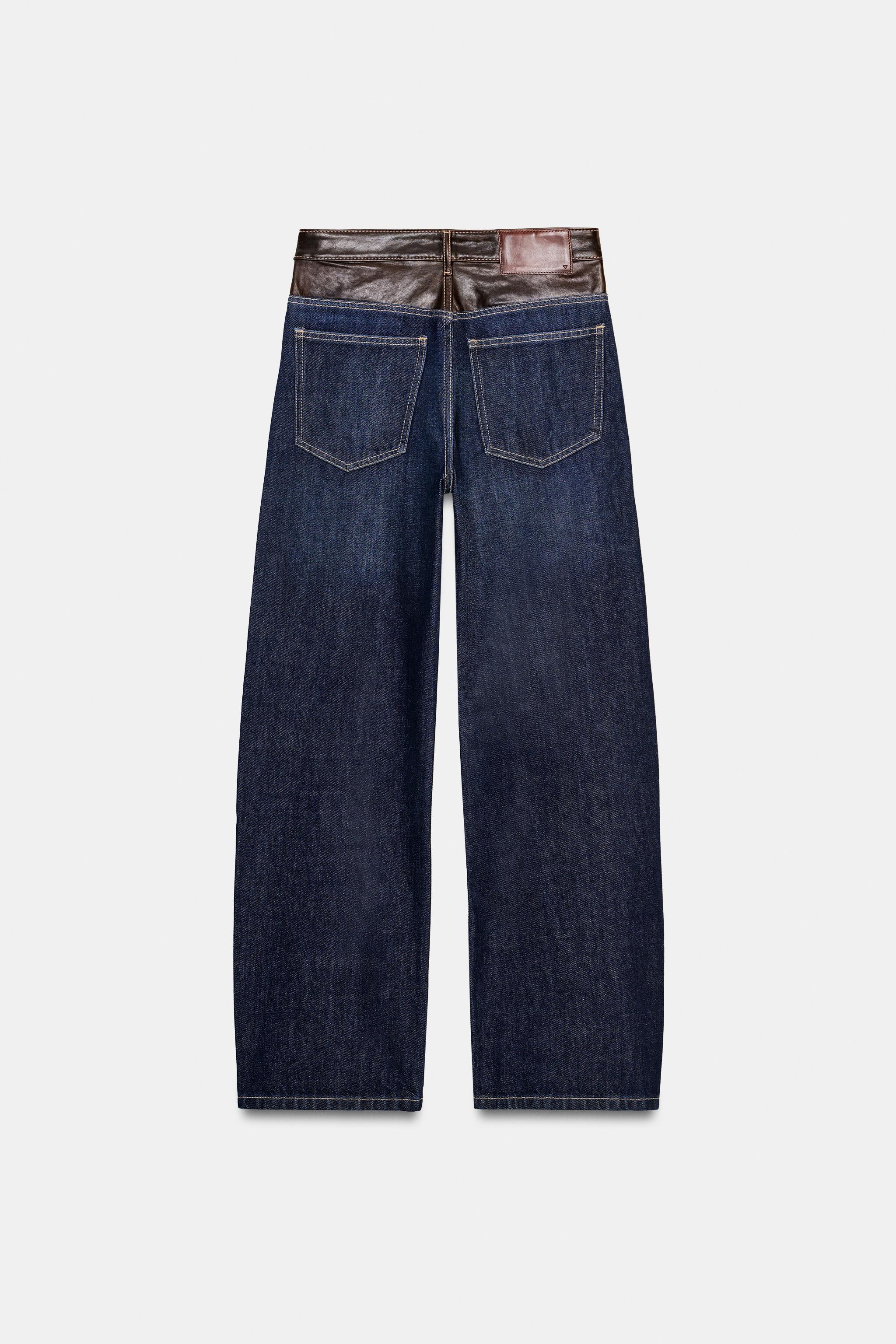 КОЖАНЫЕ ДЖИНСЫ TRF ПРЯМЫЕ С ВЫСОКОЙ ПОСАДКОЙ