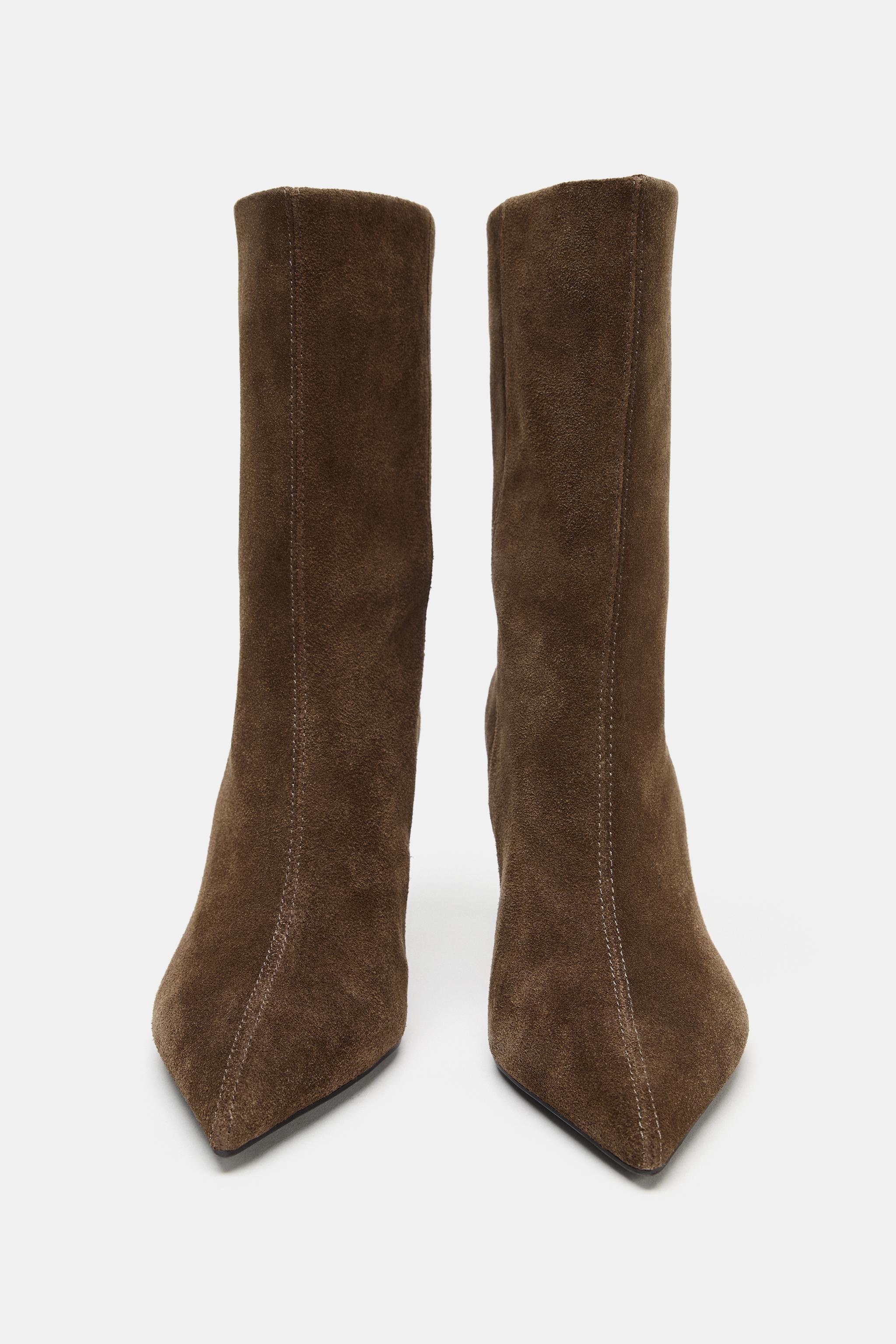 КОЖАНЫЕ БОТИНКИ НА ВЫСОКОМ КАБЛУКЕ