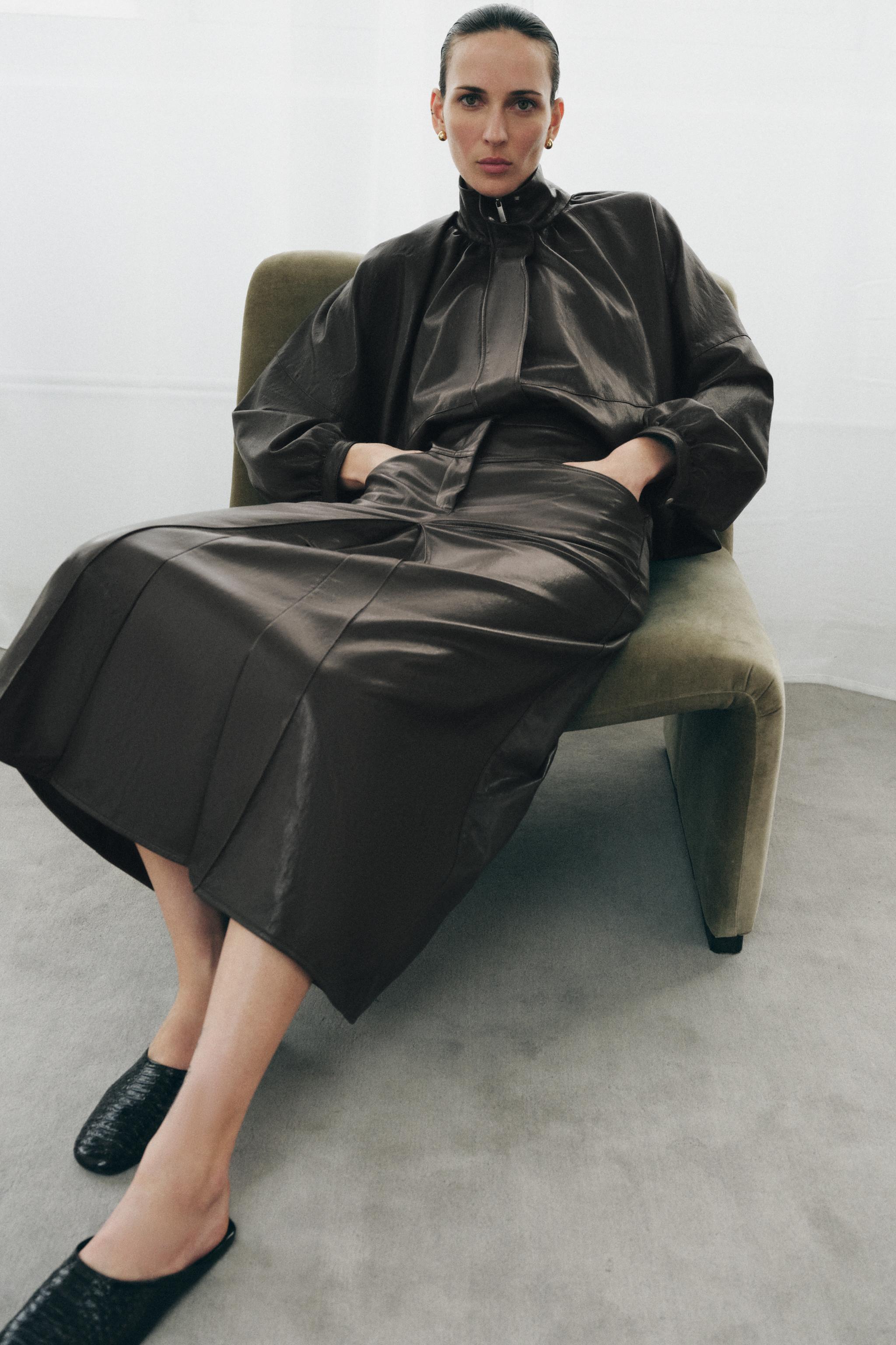 ZW COLLECTION ЮБКА ИЗ КОЖИ С ЭФФЕКТОМ ПЛИССЫ