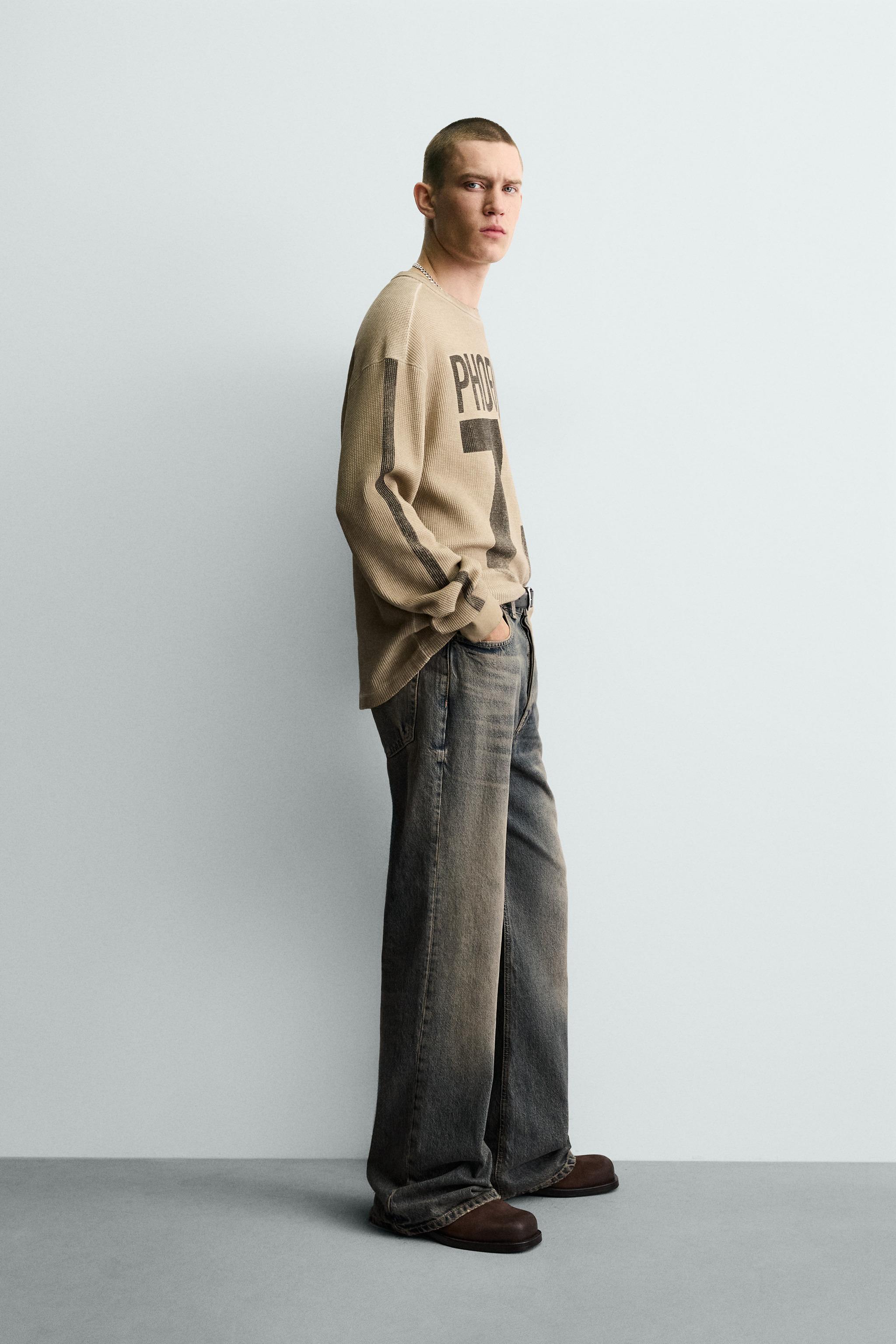 СВИТШОТ ВАФЕЛЬНОГО ТРИКОТАЖА С ПРИНТОМ