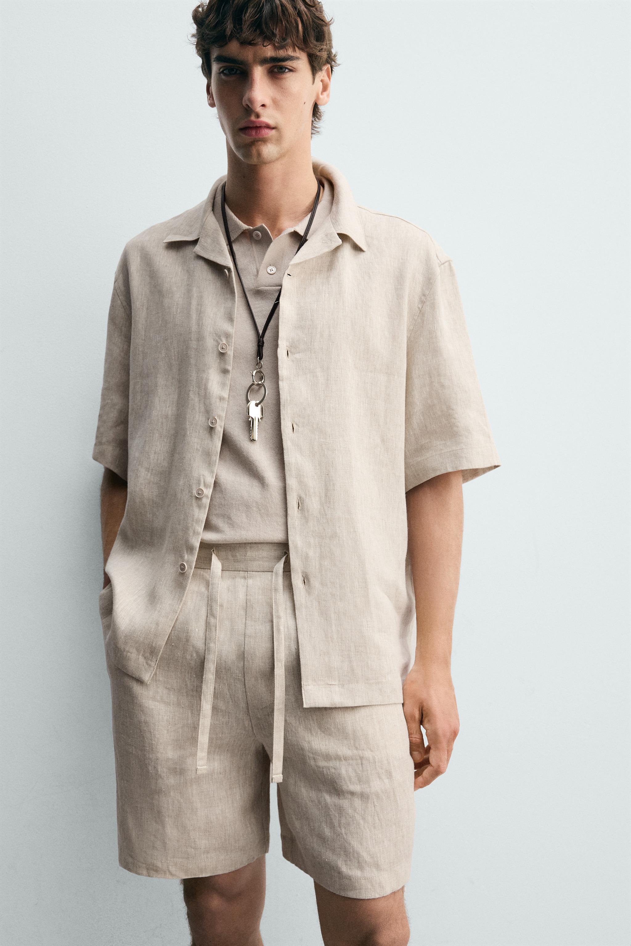 ШОРТЫ БЕРМУДА СВОБОДНОГО КРОЯ ИЗ 100% ЛЬНА